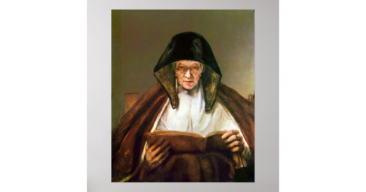 Rembrandt Old Woman Reading Poster Zazzle Com
