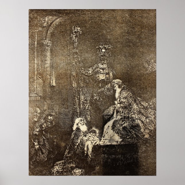 Rembrandt - Presentation In Temple In Dark Manner Poster (Front)
