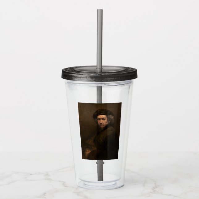 Rembrandt Self Portrait: Dutch Golden Age Painter Acrylic Tumbler (Front)