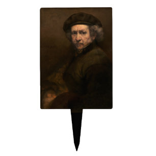 Rembrandt Self Portrait: Dutch Golden Age Painter Cake Topper