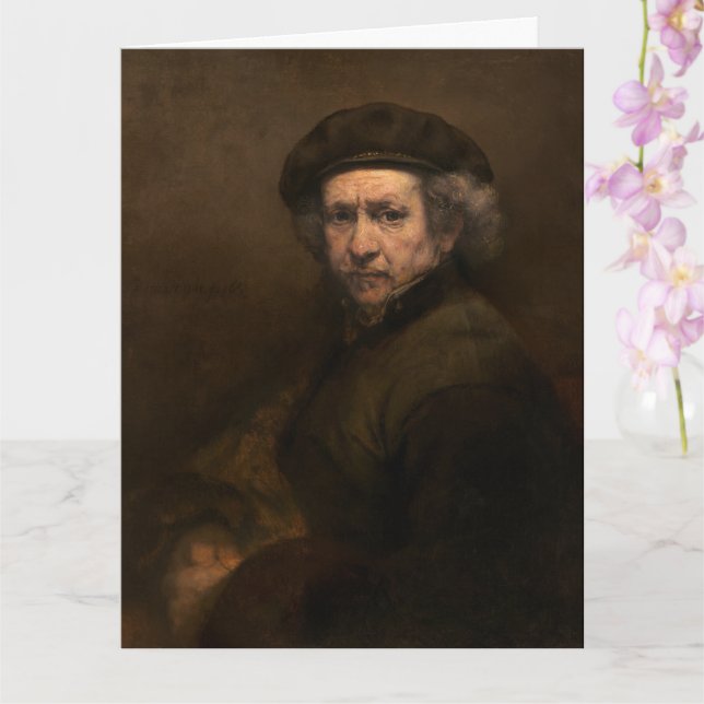 Rembrandt Self Portrait: Dutch Golden Age Painter Card (Orchid)