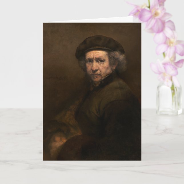 Rembrandt Self Portrait: Dutch Golden Age Painter Card (Orchid)