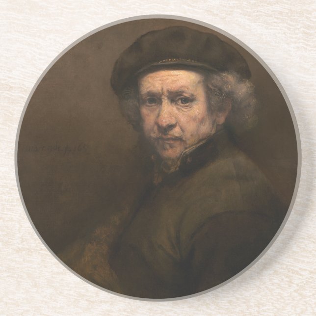 Rembrandt Self Portrait: Dutch Golden Age Painter Coaster (Front)