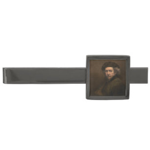 Rembrandt Self Portrait: Dutch Golden Age Painter Gunmetal Finish Tie Bar