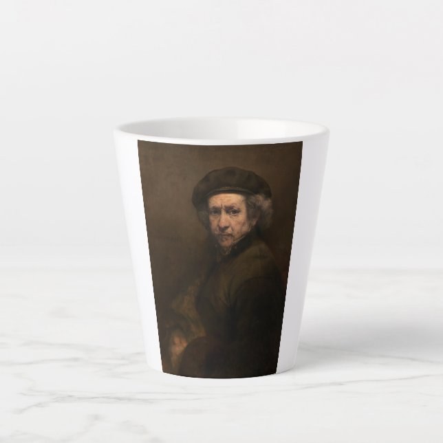 Rembrandt Self Portrait: Dutch Golden Age Painter Latte Mug (Front)