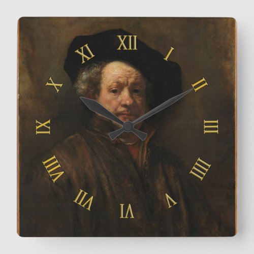 Rembrandt Self_Portrait Fine Art Square Wall Clock