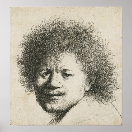 Rembrandt _ Self_Portrait Long Bushy Hair 1631 Poster