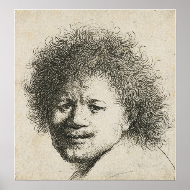 Rembrandt - Self-Portrait, Long Bushy Hair 1631 Poster (Front)