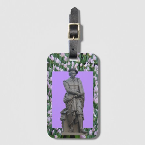 Rembrandt Statue with Tulips Luggage Tag