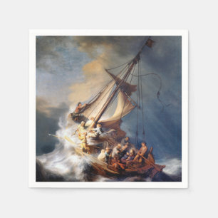 Rembrandt Storm on Lake of Galilee Napkins