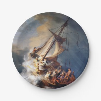 Rembrandt Storm On Lake Of Galilee Paper Plates by thewrittenword at Zazzle