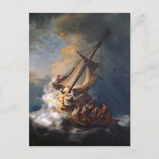 Rembrandt Storm Sea of Galilee Painting Postcard (Front)