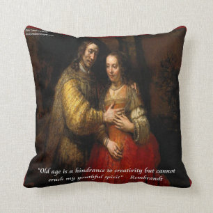 Rembrandt "The Jewish Bride" & Aging Quote Pillow