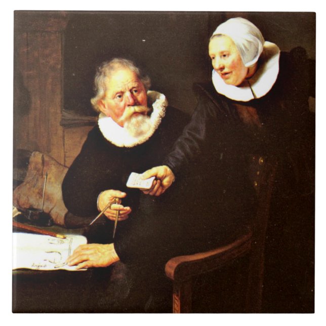 Rembrandt: The Shipbuilder and his Wife, 1633 Ceramic Tile (Front)