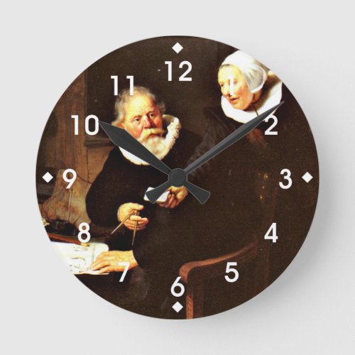 Rembrandt The Shipbuilder and his Wife 1633 Round Clock