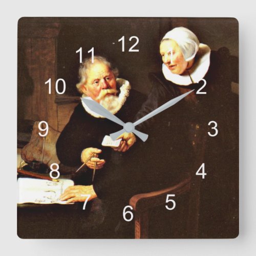 Rembrandt The Shipbuilder and his Wife 1633 Square Wall Clock