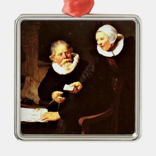 Rembrandt The Shipbuilder and his Wife Metal Ornament