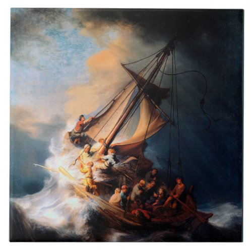 Rembrandt _ The Storm of the Sea of Galilee Ceramic Tile