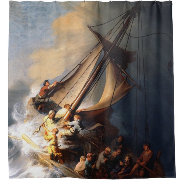 Rembrandt Van Rijn Christ In The Storm Sea Galilee Shower Curtain (Front)
