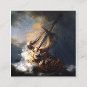 Rembrandt Van Rijn Christ In The Storm Sea Galilee Square Business Card