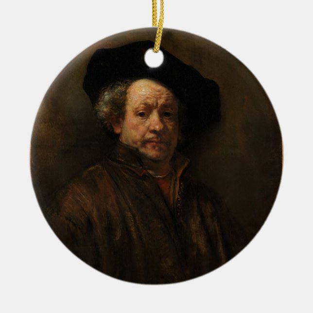 Rembrandt van Rijn's Self Portrait Fine Art Ceramic Ornament (Front)