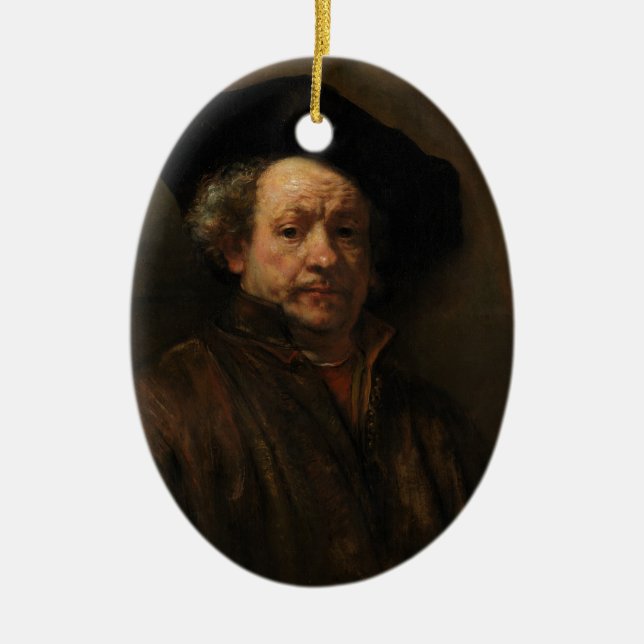 Rembrandt van Rijn's Self Portrait Fine Art Ceramic Ornament (Front)