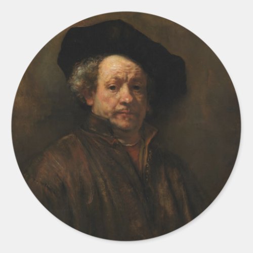 Rembrandt van Rijns Self Portrait Fine Art Classic Round Sticker