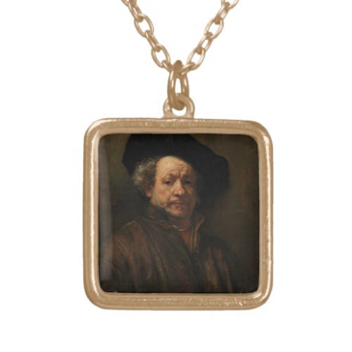 Rembrandt van Rijns Self Portrait Fine Art Gold Plated Necklace