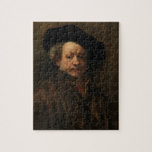 Rembrandt van Rijns Self Portrait Fine Art Jigsaw Puzzle