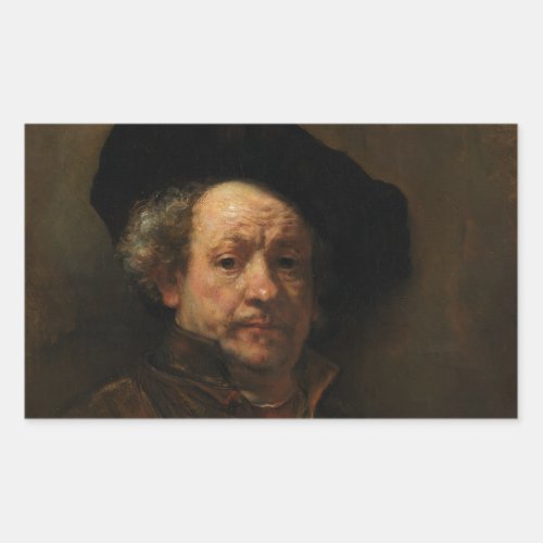 Rembrandt van Rijns Self Portrait Fine Art Rectangular Sticker