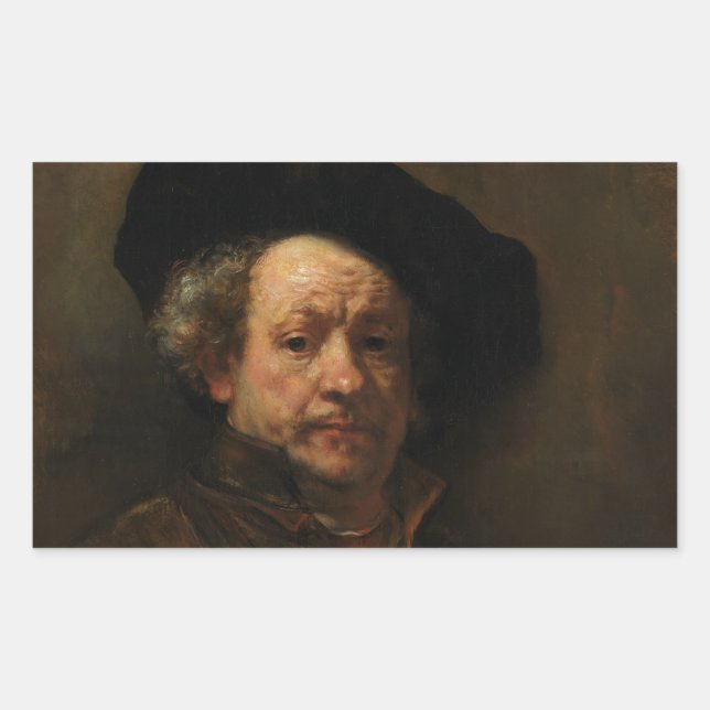 Rembrandt van Rijn's Self Portrait Fine Art Rectangular Sticker (Front)
