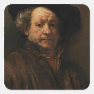 Rembrandt van Rijn's Self Portrait Fine Art Square Sticker
