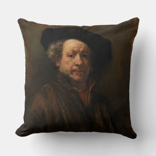 Rembrandt van Rijns Self Portrait Fine Art Throw Pillow