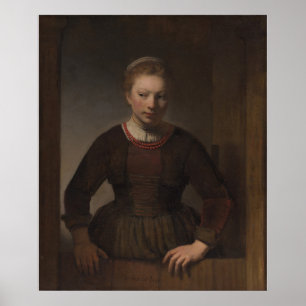 Rembrandt - Young Woman at an Open Half-Door Poster