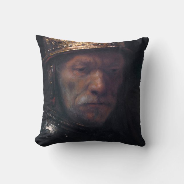 Rembrandt's Man in a Golden helmet Throw Pillow (Front)