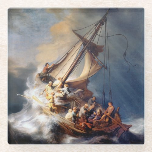 Rembrandts Storm on Sea of Galilee Glass Coaster