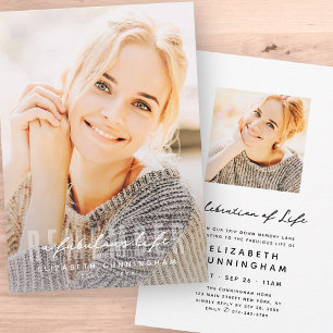 Remember a Fabulous Life Memorial Modern Photo Invitation