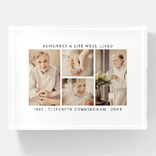 Remember A Life Modern Simple 4 Photo Collage Paperweight