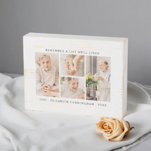 Remember A Life Modern Simple 4 Photo Collage Wooden Box Sign