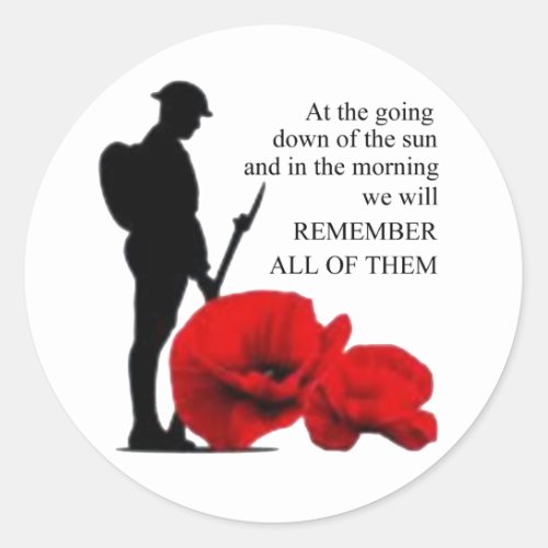 Remember All Of Them Remembrance Day Classic Round Sticker