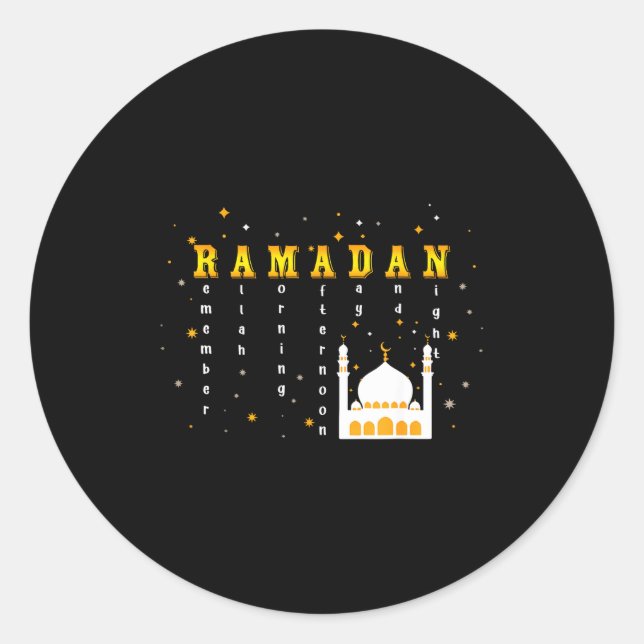 Remember Allah Ramadan Mubarak Kareem  Classic Round Sticker (Front)