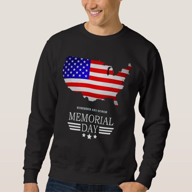 Remember And Honor Memorial Day American Flag Sweatshirt (Front)