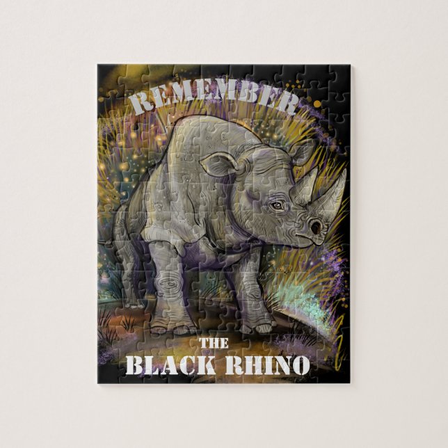 Remember Black Rhino Jigsaw Puzzle (Vertical)