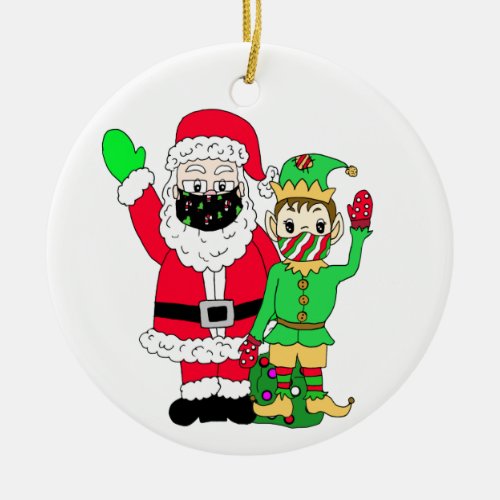 Remember Christmas 2020 Santa in Face Mask Ceramic Ornament