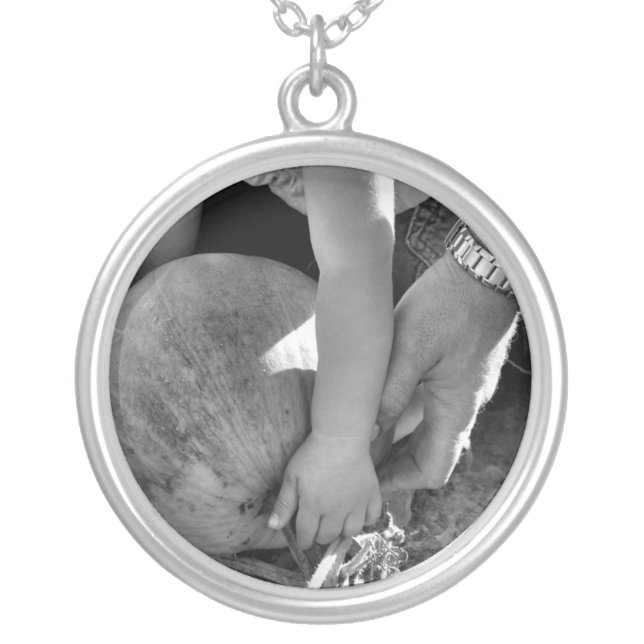 Remember Daddy's Hands Silver Plated Necklace (Front)