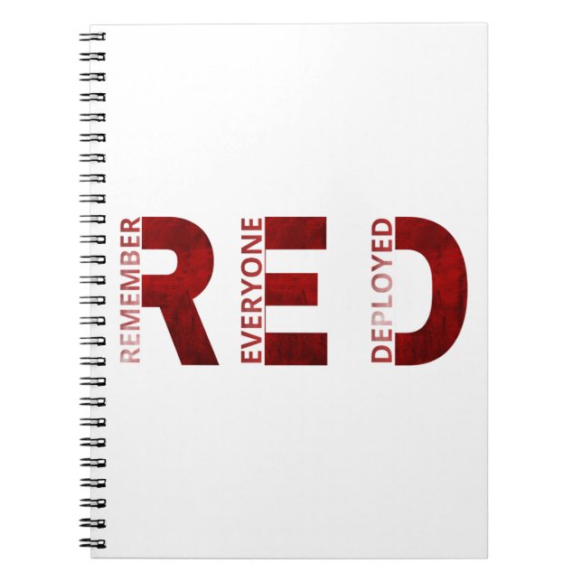 Remember Everyone Deployed Red Military Typography Notebook (Front)