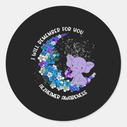 Remember For You Alzheimerheimer Awareness Elephan Classic Round Sticker