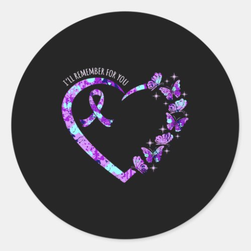 Remember For You Alzheimerheimers Awareness Purpl Classic Round Sticker