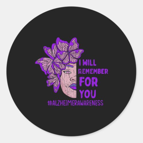 Remember For You Butterfly Alzheimerheimer Awarene Classic Round Sticker