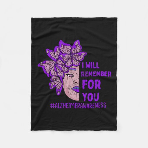 Remember For You Butterfly Alzheimerheimer Awarene Fleece Blanket